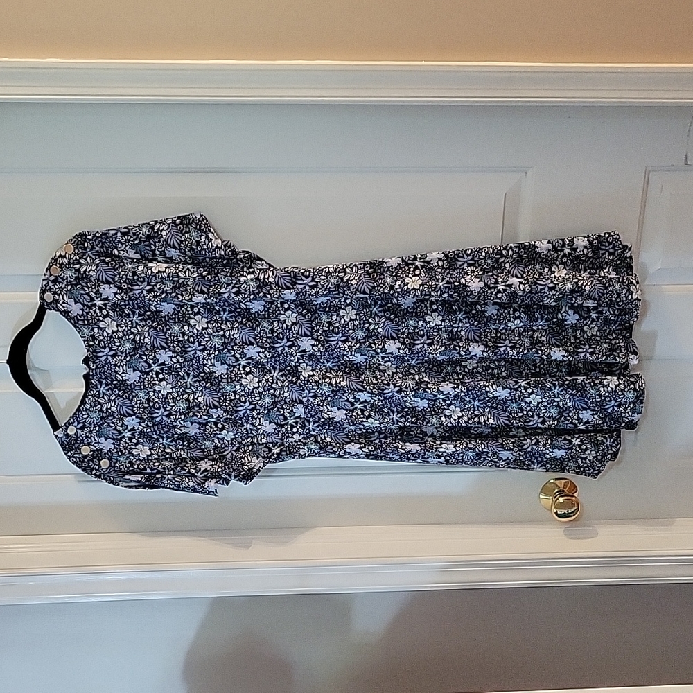 Loft navy floral short sleeve dress 6